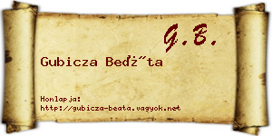 Gubicza Beáta névjegykártya