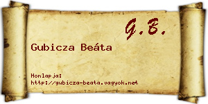 Gubicza Beáta névjegykártya